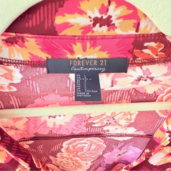 Forever 21 Burgundy Floral Blouse - Picture 2 of 6
